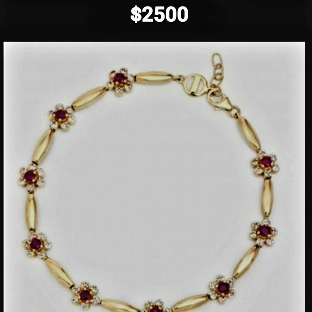 18K Yellow Gold, 0.25 CTW H colour SI1 clarity Diamond, 1.45CT AAA Red Ruby